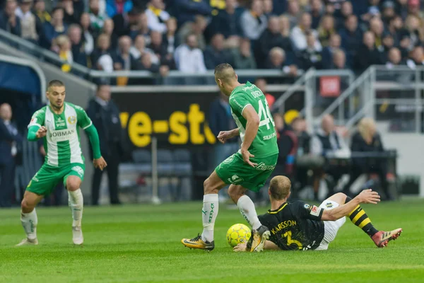 Solna, İsveç, 23 Eylül 2018: İsveç Allsvenskan Hammarby arasındaki AIK Derby. Her iki takım top AIK ile 1-0 kazandı.