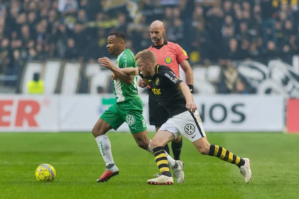 Solna, İsveç, 23 Eylül 2018: İsveç Allsvenskan Hammarby arasındaki AIK Derby. Her iki takım top AIK ile 1-0 kazandı.