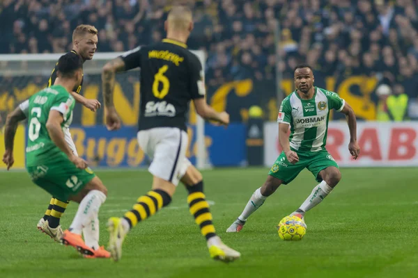Solna, İsveç, 23 Eylül 2018: İsveç Allsvenskan Hammarby arasındaki AIK Derby. Her iki takım top AIK ile 1-0 kazandı.