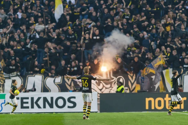 Solna, İsveç, 23 Eylül 2018: İsveç Allsvenskan Hammarby arasındaki AIK Derby. Her iki takım top AIK ile 1-0 kazandı.