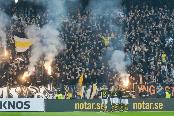 Solna, İsveç, 23 Eylül 2018: İsveç Allsvenskan Hammarby arasındaki AIK Derby. Her iki takım top AIK ile 1-0 kazandı.
