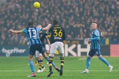 Stockholm, İsveç - 21 Ekim 2018: Djurgardens If (DIF) vs AIK Tele2 Arena Stockholm. Nihai sonucu 0-0