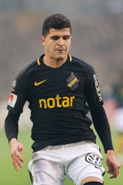 Stockholm, İsveç - 21 Ekim 2018: Djurgardens If (DIF) vs AIK Tele2 Arena Stockholm. Nihai sonucu 0-0