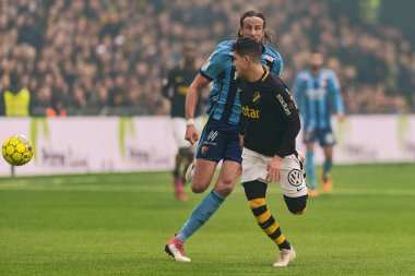 Stockholm, İsveç - 21 Ekim 2018: Djurgardens If (DIF) vs AIK Tele2 Arena Stockholm. Nihai sonucu 0-0