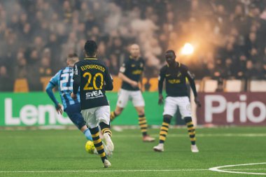 Stockholm, İsveç - 21 Ekim 2018: Djurgardens If (DIF) vs AIK Tele2 Arena Stockholm. Nihai sonucu 0-0