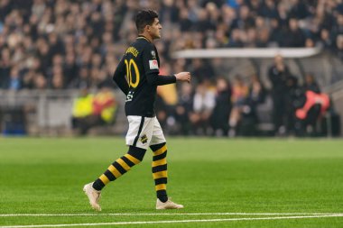 Stockholm, İsveç - 21 Ekim 2018: Djurgardens If (DIF) vs AIK Tele2 Arena Stockholm. Nihai sonucu 0-0