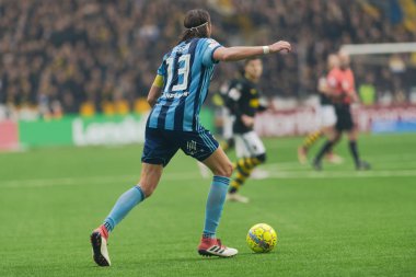 Stockholm, İsveç - 21 Ekim 2018: Djurgardens If (DIF) vs AIK Tele2 Arena Stockholm. Nihai sonucu 0-0