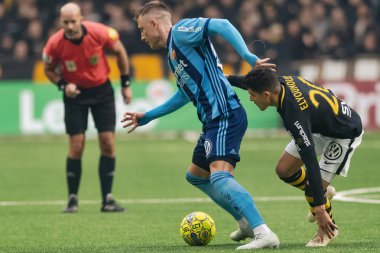 Stockholm, İsveç - 21 Ekim 2018: Djurgardens If (DIF) vs AIK Tele2 Arena Stockholm. Nihai sonucu 0-0