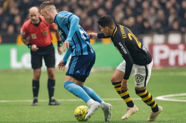 Stockholm, İsveç - 21 Ekim 2018: Djurgardens If (DIF) vs AIK Tele2 Arena Stockholm. Nihai sonucu 0-0