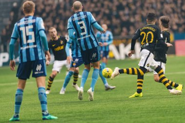 Stockholm, İsveç - 21 Ekim 2018: Djurgardens If (DIF) vs AIK Tele2 Arena Stockholm. Nihai sonucu 0-0