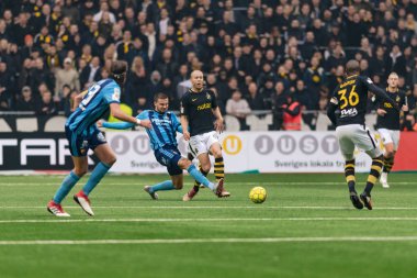 Stockholm, İsveç - 21 Ekim 2018: Djurgardens If (DIF) vs AIK Tele2 Arena Stockholm. Nihai sonucu 0-0