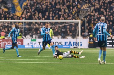 Stockholm, İsveç - 21 Ekim 2018: Djurgardens If (DIF) vs AIK Tele2 Arena Stockholm. Nihai sonucu 0-0