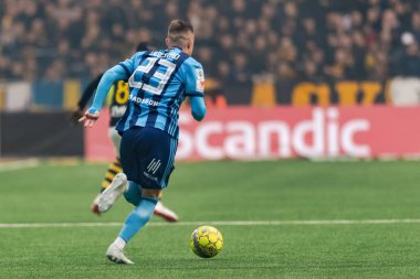 Stockholm, İsveç - 21 Ekim 2018: Djurgardens If (DIF) vs AIK Tele2 Arena Stockholm. Nihai sonucu 0-0