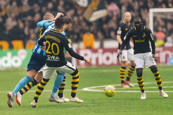 Stockholm, İsveç - 21 Ekim 2018: Djurgardens If (DIF) vs AIK Tele2 Arena Stockholm. Nihai sonucu 0-0