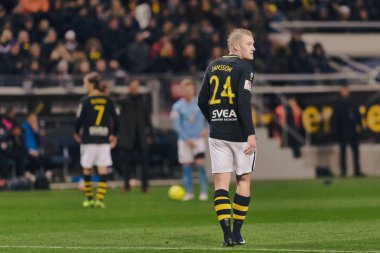 Solna, İsveç - 29 Ekim 2018: AIK vs Malmö Ff Stockholm arkadaşlar Arena. Nihai sonucu 1-1