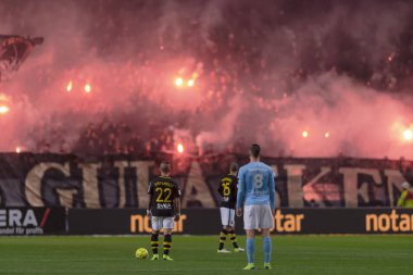 Solna, İsveç - 29 Ekim 2018: AIK vs Malmö Ff Stockholm arkadaşlar Arena. Nihai sonucu 1-1