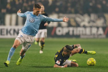 Solna, İsveç - 29 Ekim 2018: AIK vs Malmö Ff Stockholm arkadaşlar Arena. Nihai sonucu 1-1