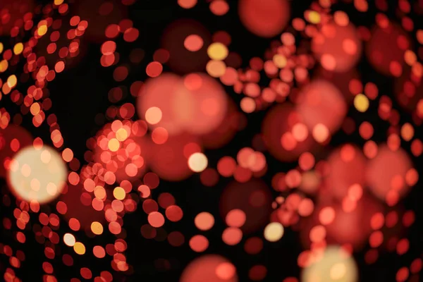 Luci Natale Rosse Sfocate Con Bokeh Circolare — Foto Stock