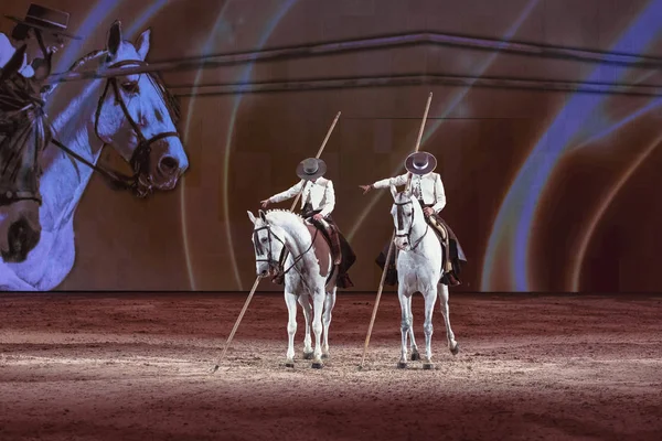 瑞典索尔纳 2018年11月30日 加罗查撑杆跳 阿尔玛 瓦奎拉在瑞典国际马展在朋友竞技场 — 图库照片