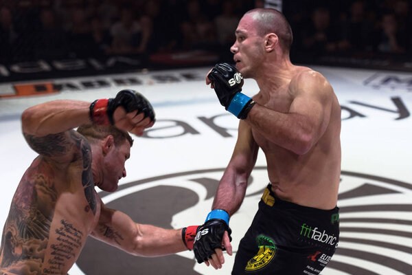 ALVSJO, SWEDEN - DEC 1, 2018: Title bout between David Bielkheden (SWE) vs Marcin Bandel (POL) at the Superior Challenge 18. Bielkeden won18. Bielkeden won