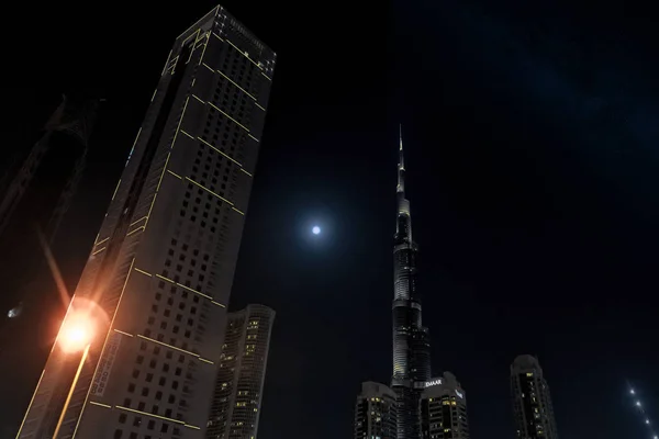 Dubai Emiratos Árabes Unidos Ene 2019 Luna Llena Con Burj —  Fotos de Stock