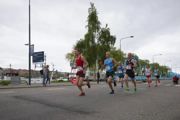 Stockholm Marathon in grey weather and some rainfall — Stock Photo, Image