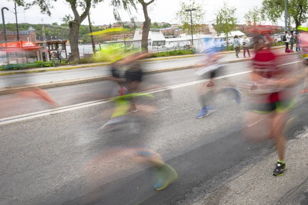 Stockholm marathon in grijs weer en wat regenval — Stockfoto