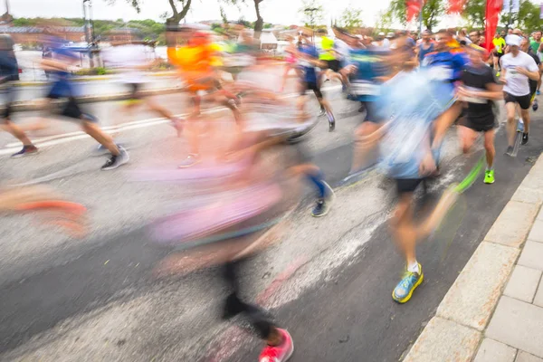 Stockholm Marathon in grey weather and some rainfall — Stock Photo, Image