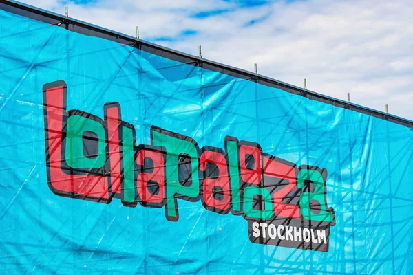 Lollapalooza banner logo przy wejściu w Sztokholmie na Gar — Zdjęcie stockowe