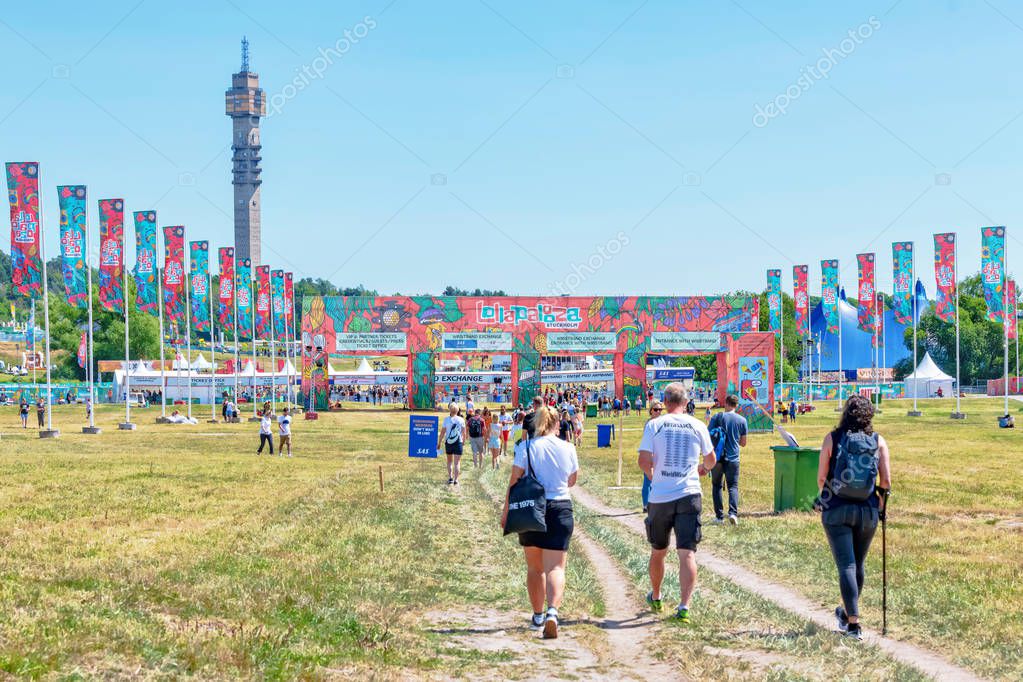 STOCKHOLM, SWEDEN 29 JUNE, 2019. Entrance of the Lollapalooza music festivals first apperance in Stockholm at the Gardet field.