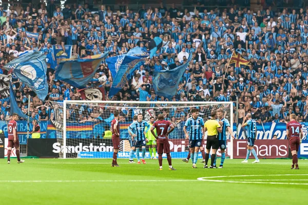 Soccer game between DIF and MFF at Tele2 Arena — Stock Photo, Image