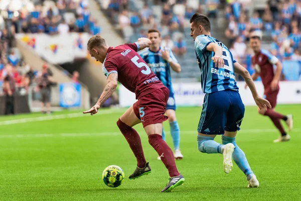Soccer game between DIF and MFF at Tele2 Arena — Stock Photo, Image