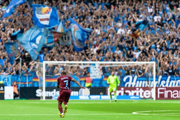 Soccer game between DIF and MFF at Tele2 Arena — Stock Photo, Image