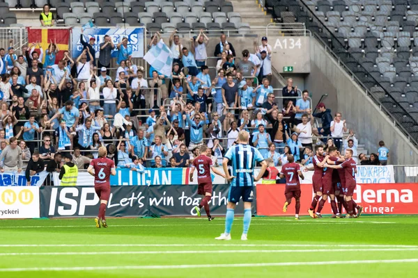 Soccer game between DIF and MFF at Tele2 Arena — Stock Photo, Image