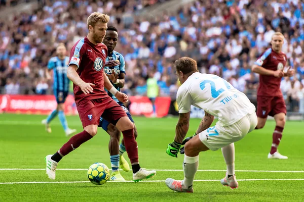 Jogo de futebol entre DIF e MFF no Tele2 Arena — Fotografia de Stock