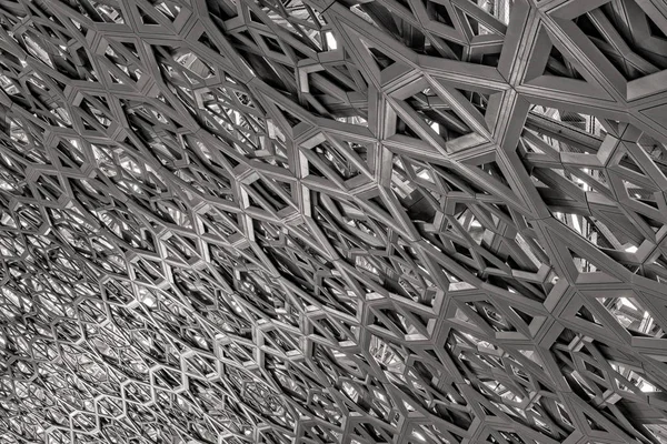 Estrutura metálica do telhado no salão principal do Louvre Abu Dhabi — Fotografia de Stock