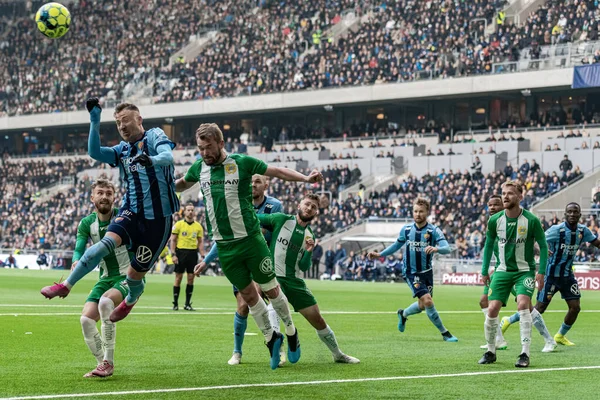 Fotbollsmatch mellan Djurgården och Hammarby — Stockfoto