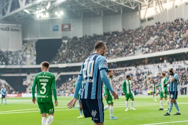 Mecz piłki nożnej między Djurgarden i Hammarby — Zdjęcie stockowe