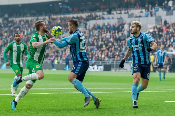 Jogo de futebol entre Djurgarden e Hammarby — Fotografia de Stock