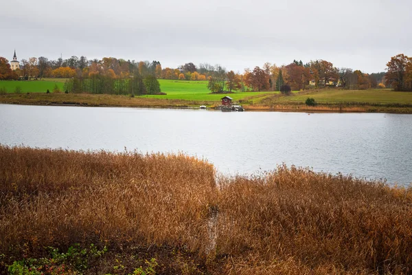 Autumn landscape during a wet and rainy day with great colors — Stock Photo, Image