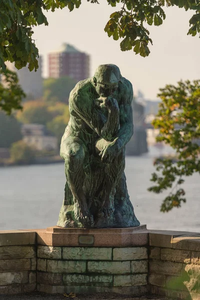 Stockholm Sweden Nov 2020 Statue Thinker Auguste Rodin Prince Eugens — Stock Photo, Image