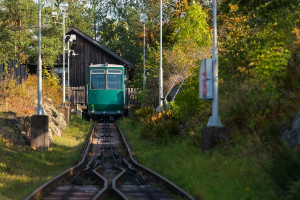 Skansen Stockholm Suécia Nov 2020 Caminho Ferro Montanha Até Museu — Fotografia de Stock