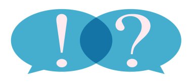 Soru işareti ve ünlem işareti ile konuşma balonu.