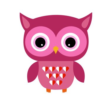 Şirin baykuş vektör kız karakteri ile kalp