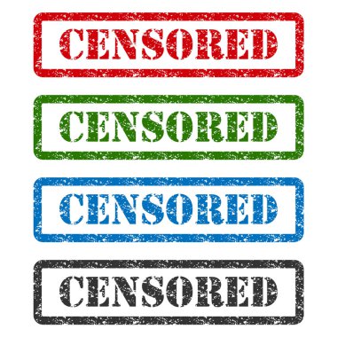 arka plan üzerinde izole sansürlü set lastik damgası.