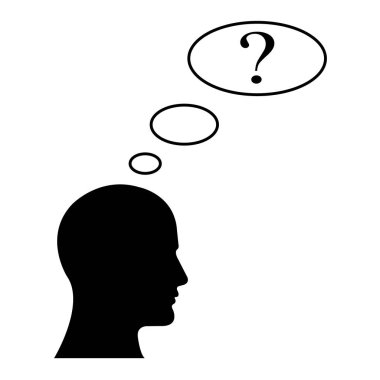 Soru işareti, simge iş erkek yüz.