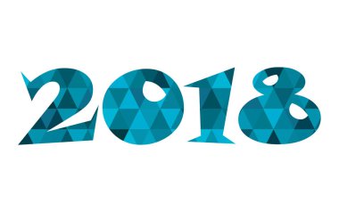 2018 happy New Year vektör düşük Poli sembolü izole mavi.