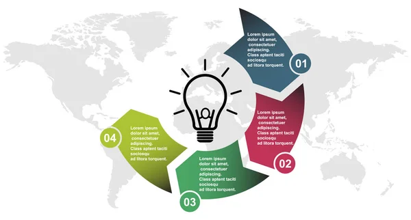 Elemento Vectorial Pasos Cuatro Colores Con Etiquetas Diagrama Infográfico Concepto — Vector de stock