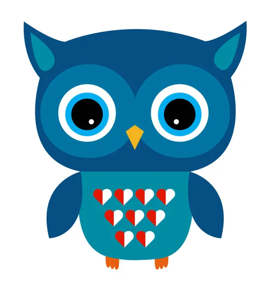Cute Owl Vector Boy Character Heart — Stock Vector