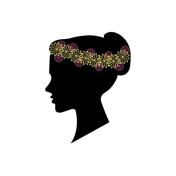 Silhouette Femme Coiffure Florale Pour Votre Design — Image vectorielle